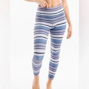 EUC ZYIA Active Striped 7/8 Leggings in Blue and Gray